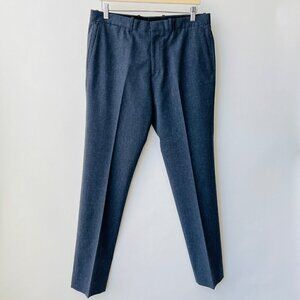 Theory wool blend Jake trousers, Textured plaid Navy, Size 33 M62